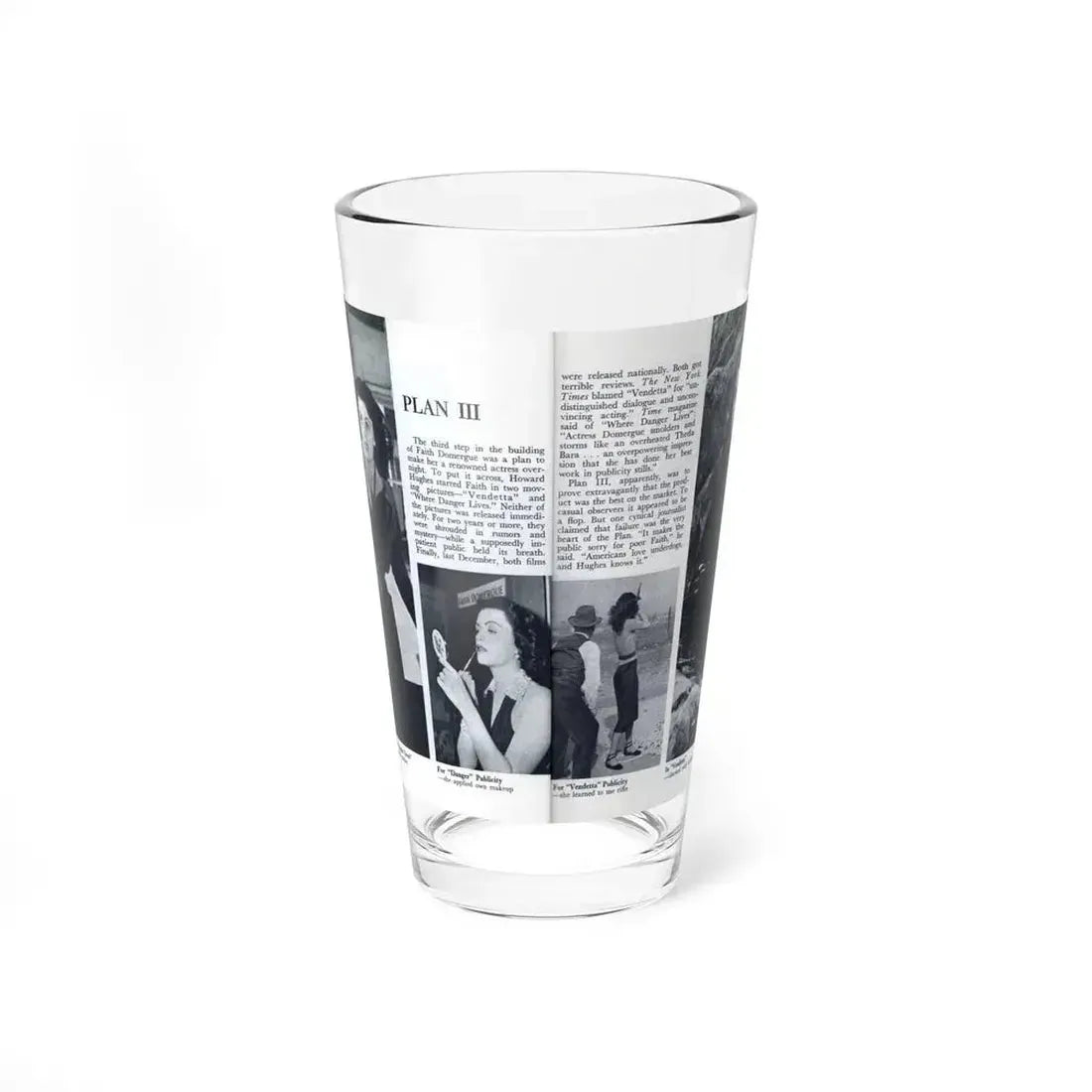 Faith Domergue #231 - Pages 66 & 67 Pages 9 & 10 of 14+4 B&W Photos & Long Article on her from Pageant Digest Mag. April '51 (Vintage Female Icon) Pint Glass 16oz 16oz - Go Mug Yourself