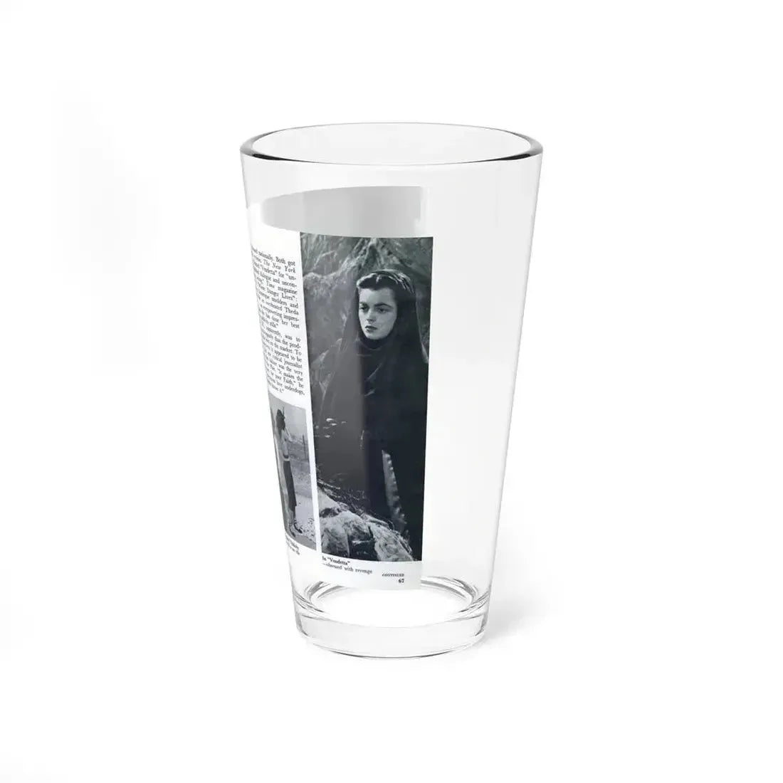 Faith Domergue #231 - Pages 66 & 67 Pages 9 & 10 of 14+4 B&W Photos & Long Article on her from Pageant Digest Mag. April '51 (Vintage Female Icon) Pint Glass 16oz - Go Mug Yourself