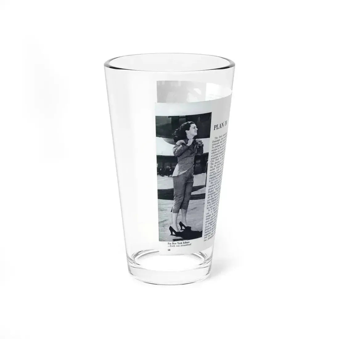 Faith Domergue #232 - Pages 68 & 69 Pages 11 & 12 of 14+5 B&W Photos & Long Article on her from Pageant Digest Mag. April '51 (Vintage Female Icon) Pint Glass 16oz - Go Mug Yourself
