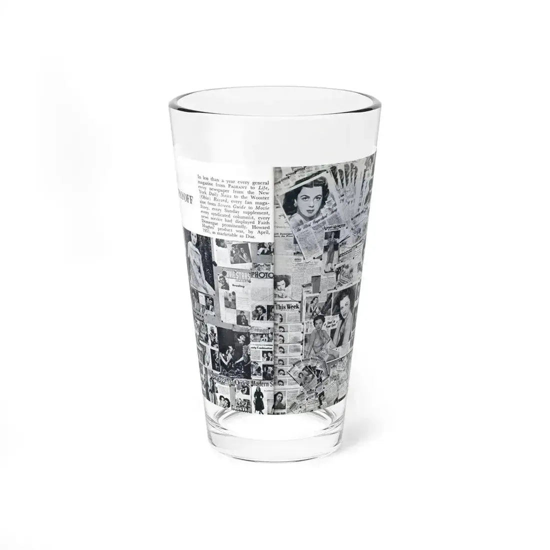 Faith Domergue #233 - Pages 70 & 71 Pages 13 & 14 of 14+Compilation Tons of Mag. Covers & More from Pageant Digest Mag. April '51 (Vintage Female Icon) Pint Glass 16oz 16oz - Go Mug Yourself