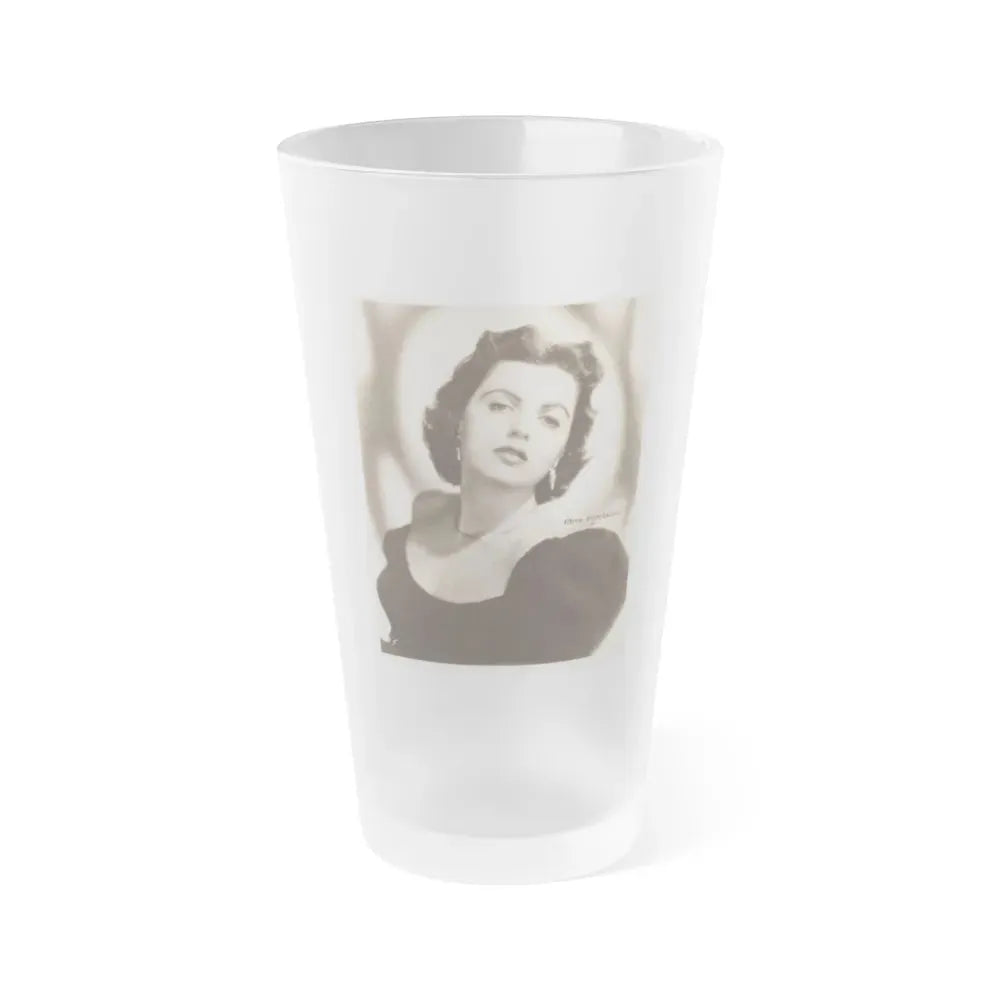 Faith Domergue #240 - Vintage B&W Upper Body Portrait Photo from 50's (Vintage Female Icon) Frosted Pint Glass 16oz 16oz Frosted - Go Mug Yourself