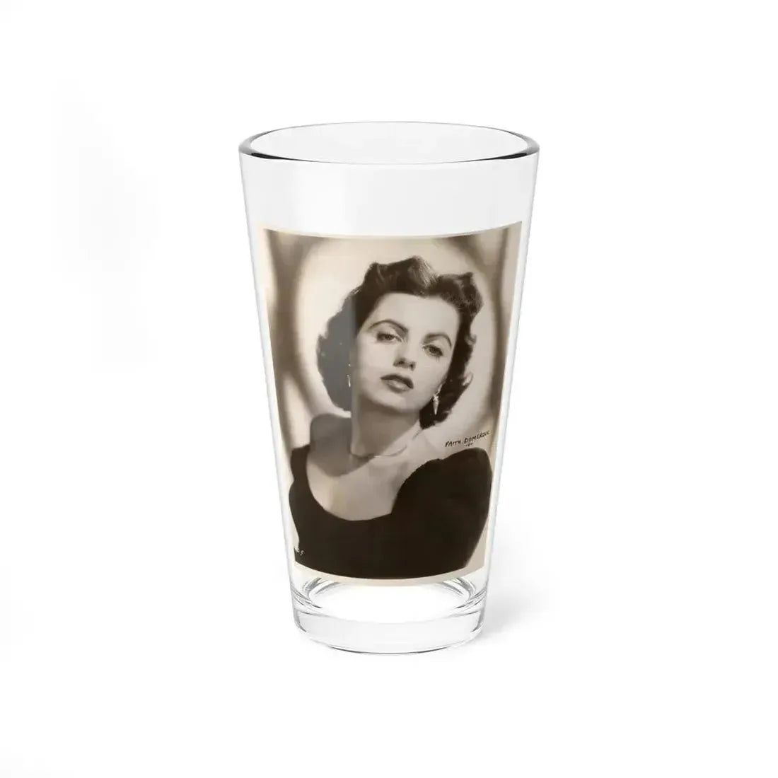 Faith Domergue #240 - Vintage B&W Upper Body Portrait Photo from 50's (Vintage Female Icon) Pint Glass 16oz 16oz - Go Mug Yourself