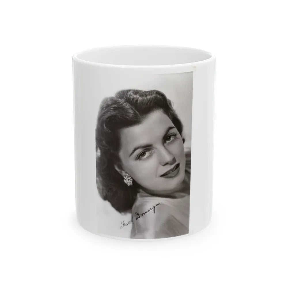 Faith Domergue #241 - Vintage B&W 3.5x5 Portrait Photo Postcard (Vintage Female Icon) White Coffee Mug-11oz-Go Mug Yourself