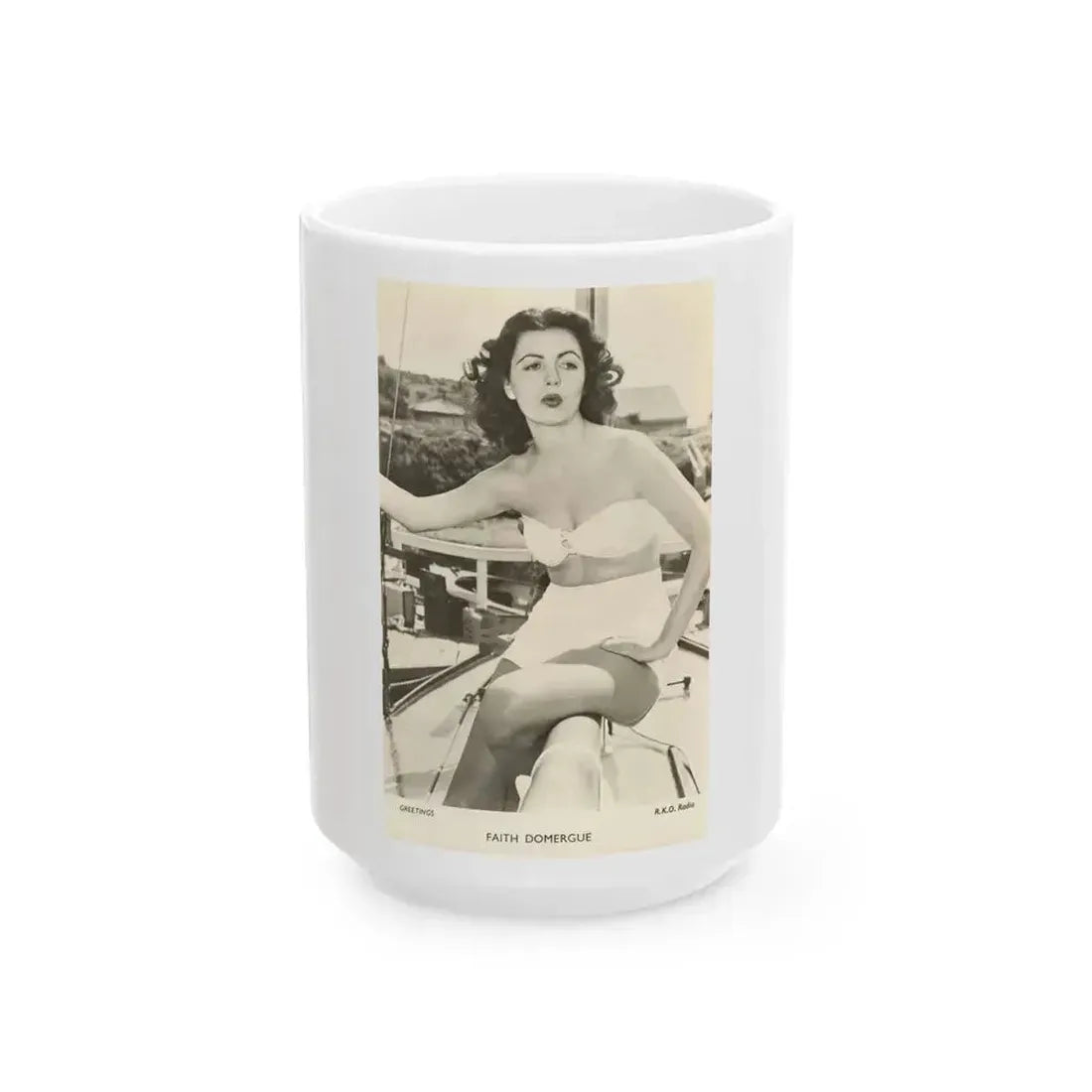 Faith Domergue #47 1 (Vintage Female Icon) White Coffee Mug 15oz - Go Mug Yourself