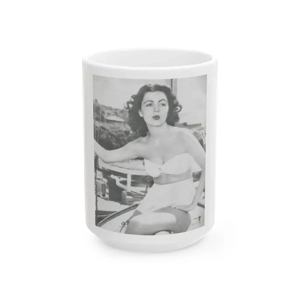 Faith Domergue #47 (Vintage Female Icon) White Coffee Mug 15oz - Go Mug Yourself