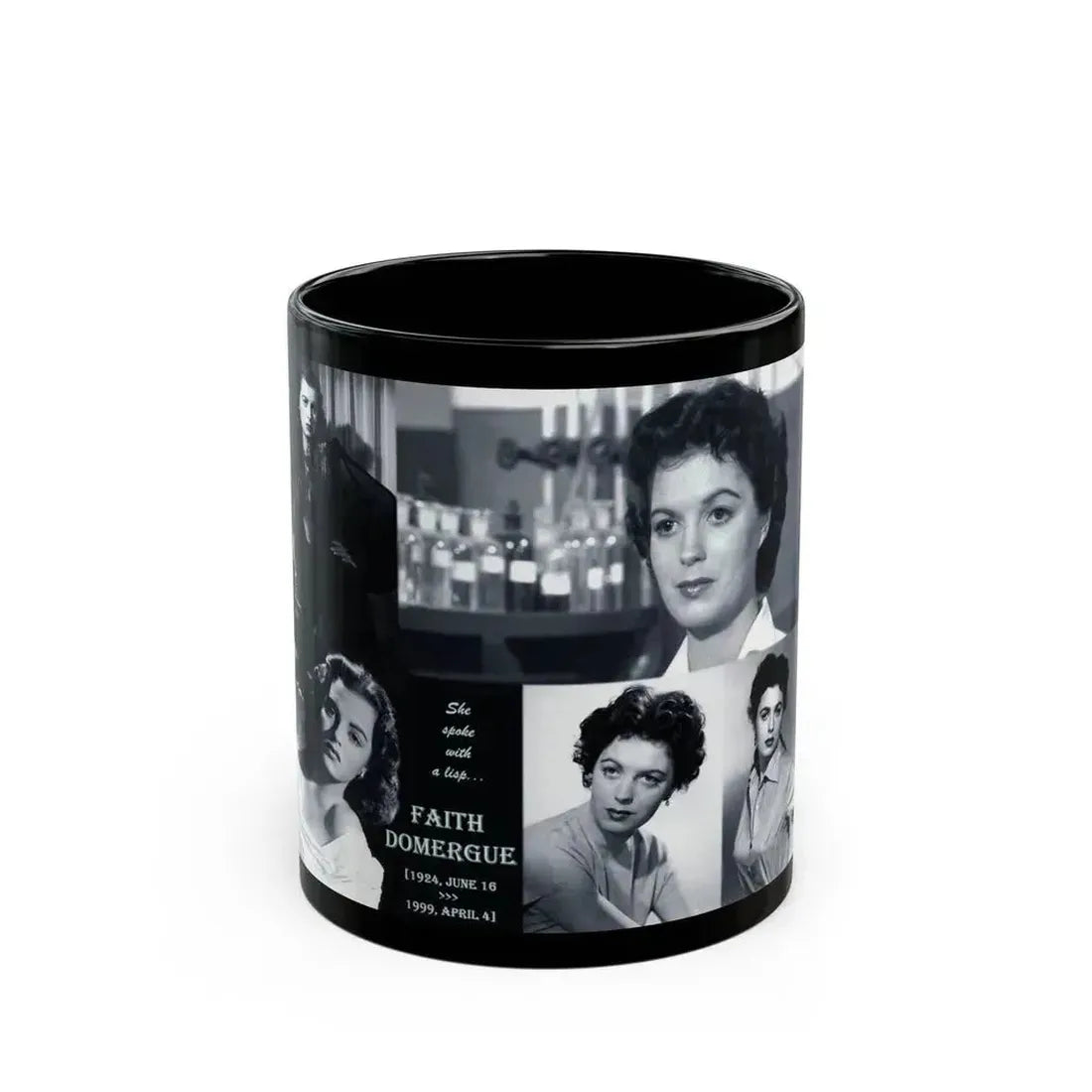 Faith Domergue #82 - Wallpaper (Vintage Female Icon) Black Coffee Mug 11oz - Go Mug Yourself