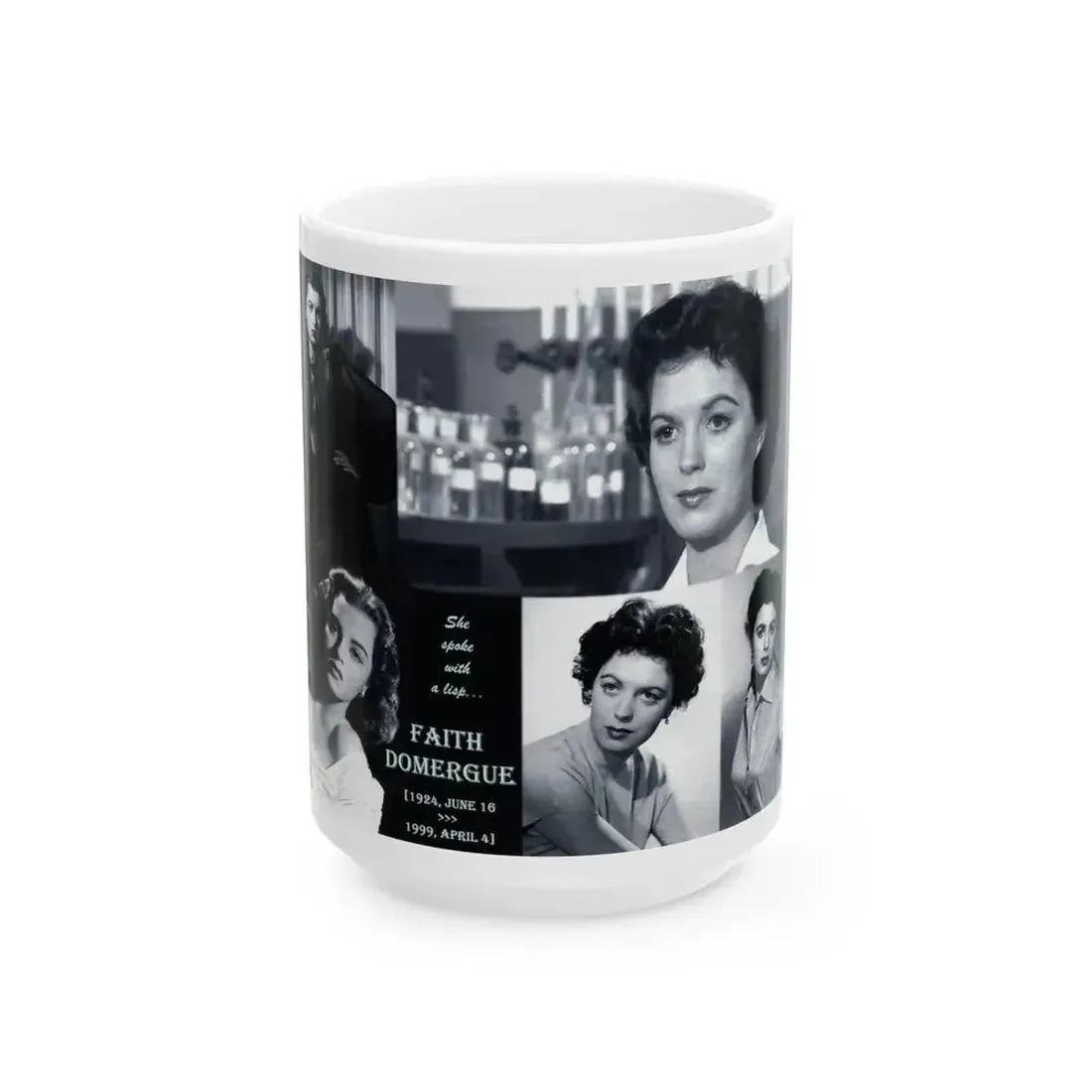 Faith Domergue #82 - Wallpaper (Vintage Female Icon) White Coffee Mug 15oz - Go Mug Yourself
