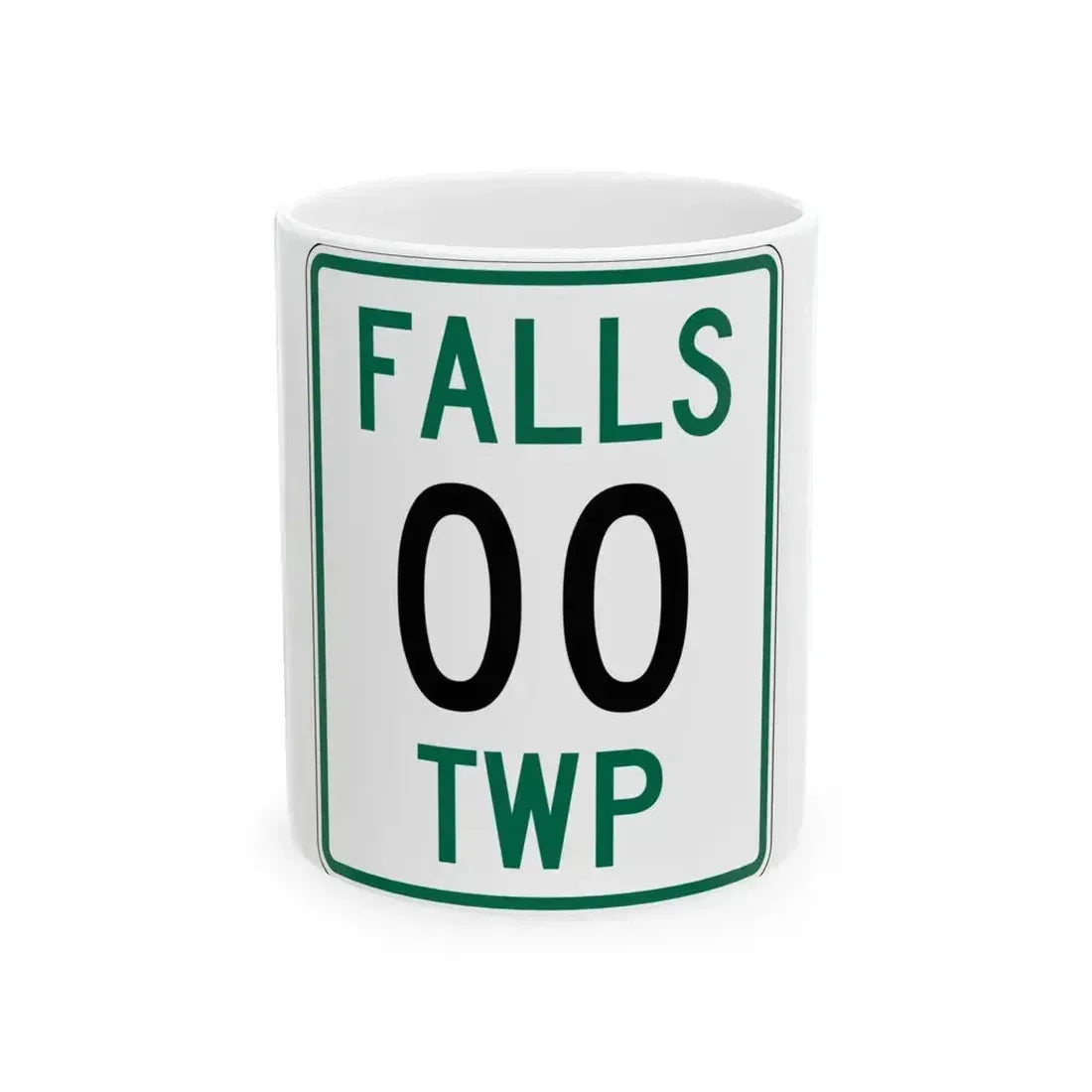 Falls Township Hocking County Ohio route shield template (Ohio) (Road Sign) White Coffee Mug 11oz - Go Mug Yourself