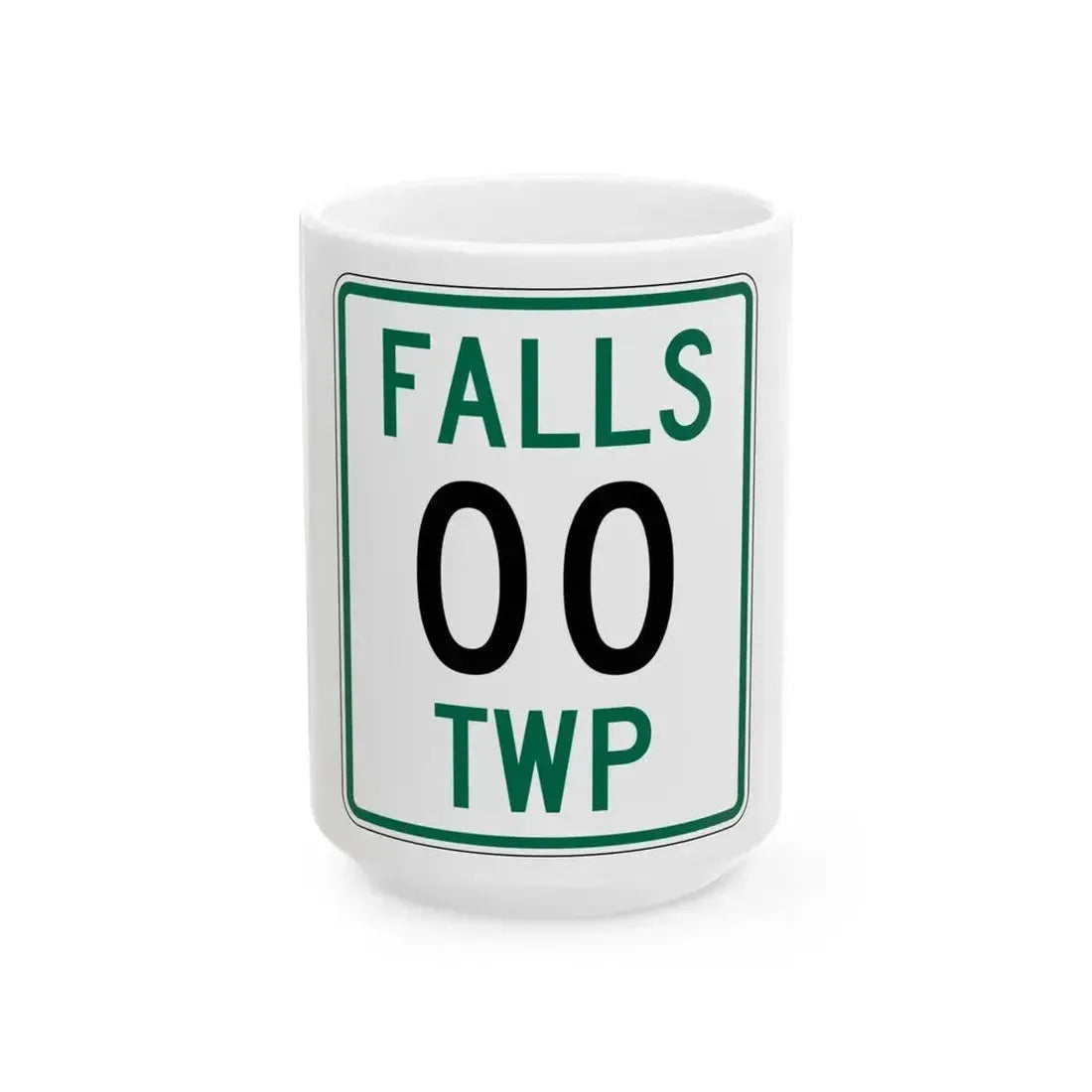 Falls Township Hocking County Ohio route shield template (Ohio) (Road Sign) White Coffee Mug 15oz - Go Mug Yourself