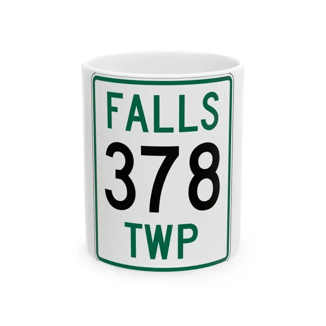 Falls Township Route 378 Hocking County Ohio (Ohio) (Road Sign) White Coffee Mug 11oz - Go Mug Yourself