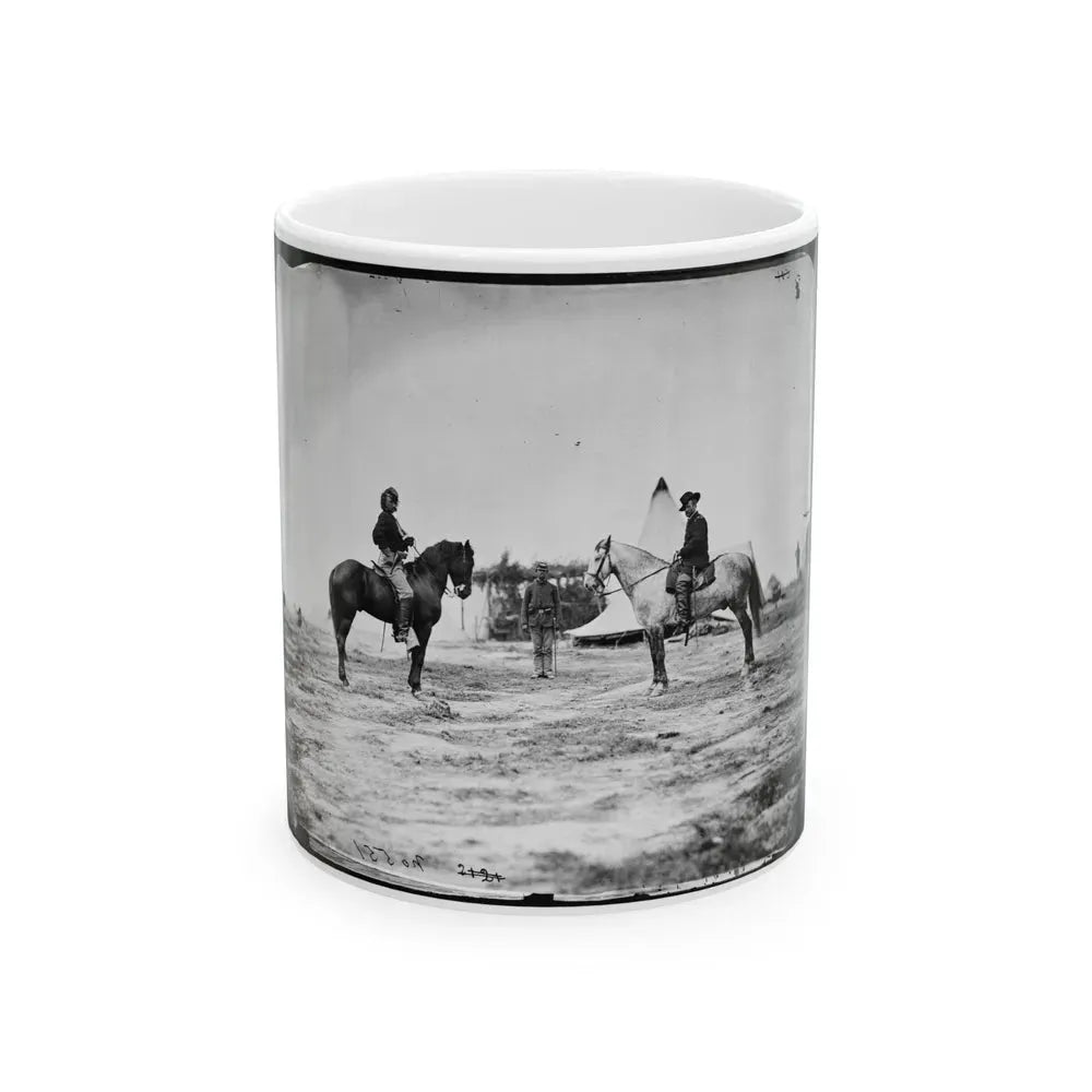Falmouth, Va. Capt. George A. Custer And Gen. Alfred Pleasonton On Horseback (U.S. Civil War) White Coffee Mug 11oz - Go Mug Yourself