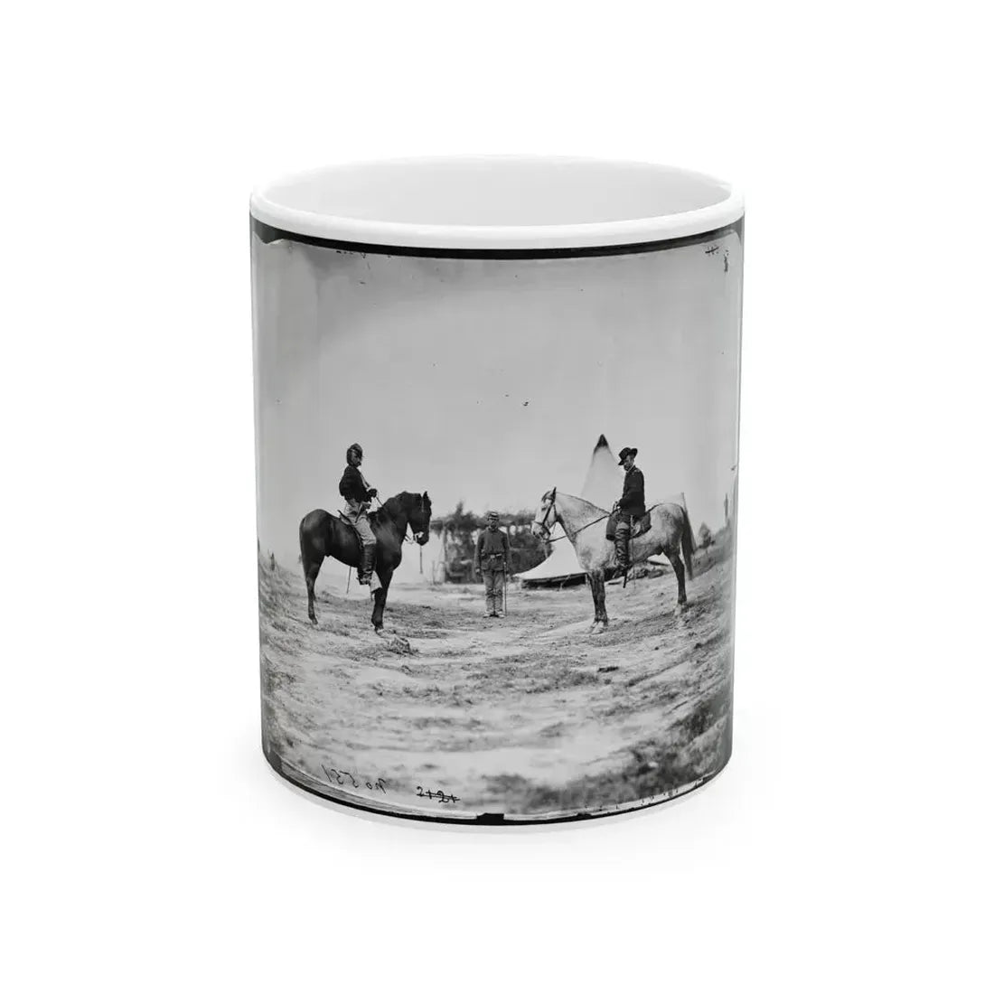 Falmouth, Va. Capt. George A. Custer And Gen. Alfred Pleasonton On Horseback (U.S. Civil War) White Coffee Mug 11oz - Go Mug Yourself