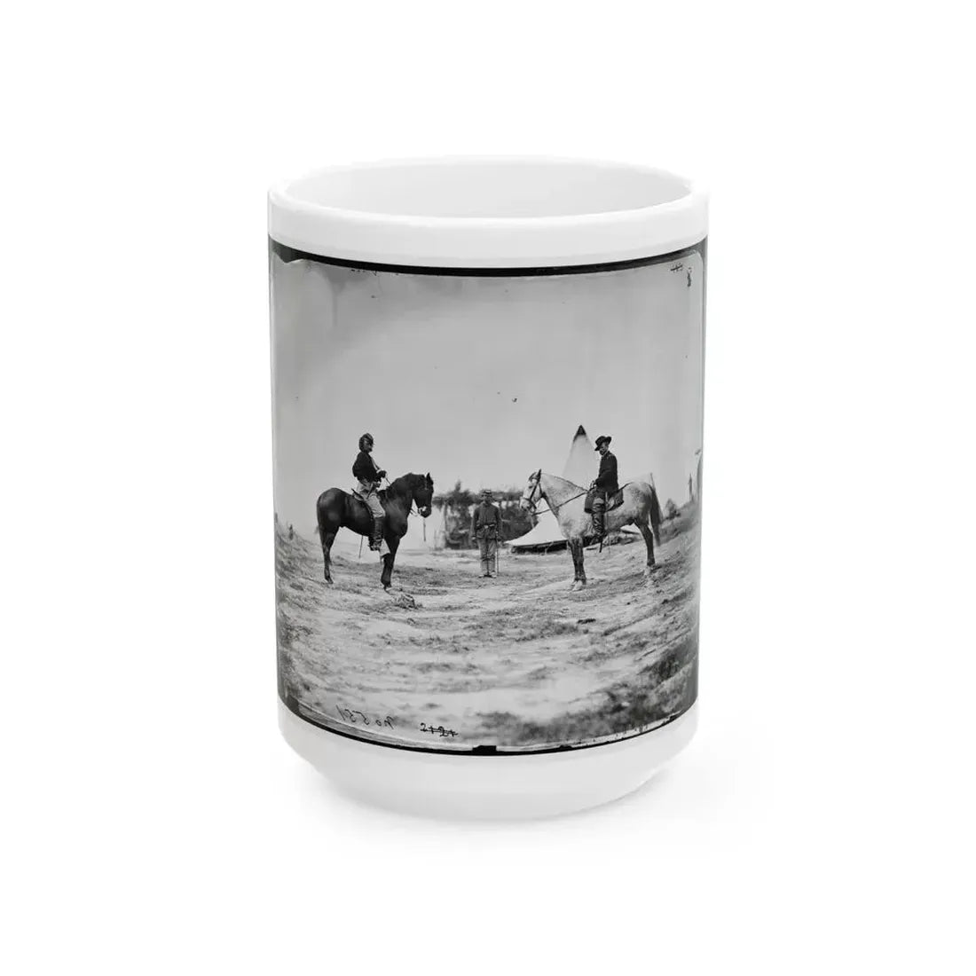Falmouth, Va. Capt. George A. Custer And Gen. Alfred Pleasonton On Horseback (U.S. Civil War) White Coffee Mug 15oz - Go Mug Yourself