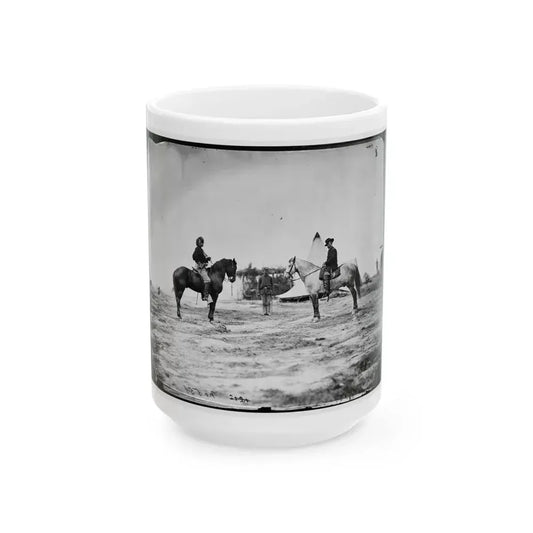 Falmouth, Va. Capt. George A. Custer And Gen. Alfred Pleasonton On Horseback (U.S. Civil War) White Coffee Mug 15oz - Go Mug Yourself