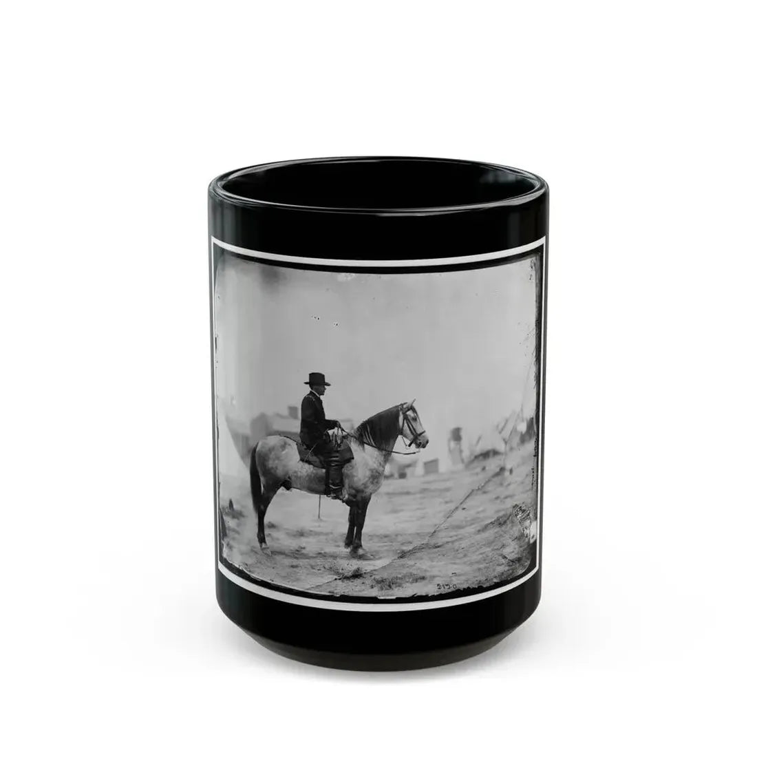 Falmouth, Va. Gen. Alfred Pleasonton On Horseback (U.S. Civil War) Black Coffee Mug 15oz - Go Mug Yourself