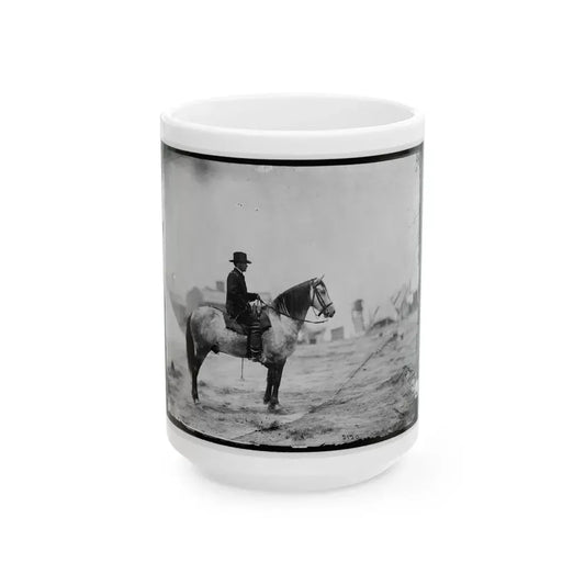 Falmouth, Va. Gen. Alfred Pleasonton On Horseback (U.S. Civil War) White Coffee Mug 15oz - Go Mug Yourself