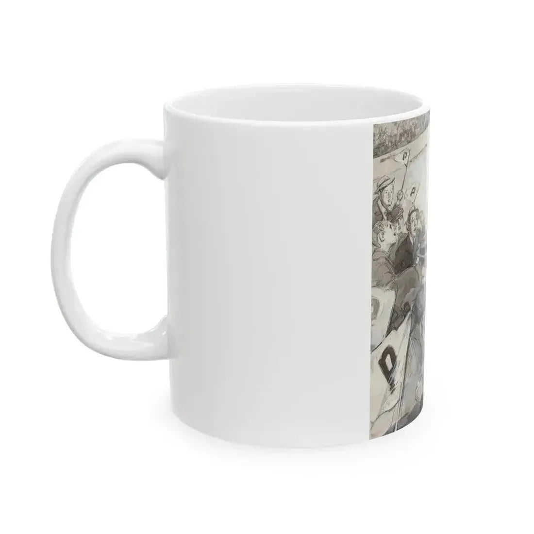 Fans in the Stands, probable magazine story illustration - White Coffee Mug - Go Mug Yourself