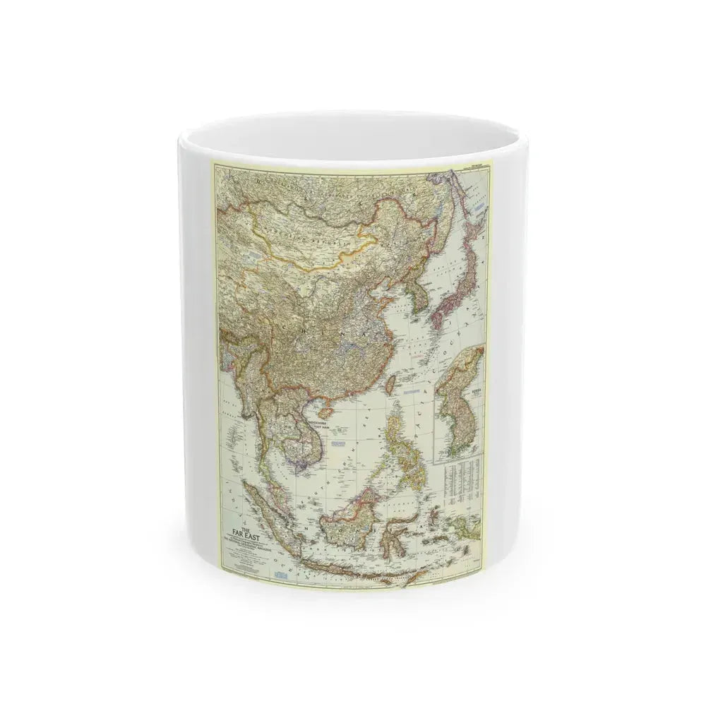 Far East (1952) (Map) White Coffee Mug 11oz - Go Mug Yourself