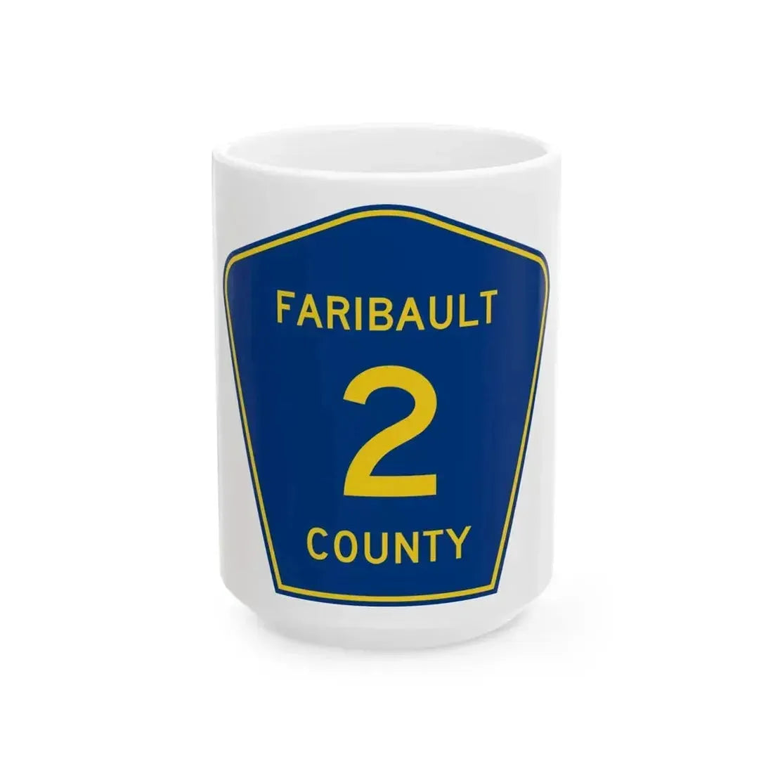 Faribault County Route 2 MN (Minnesota) (Road Sign) White Coffee Mug 15oz - Go Mug Yourself