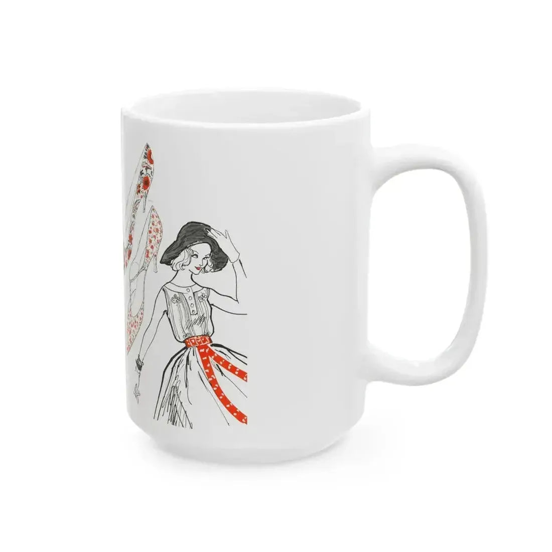 Fashion Illustration by Erica Perl, 1957 (2) - White Coffee Mug - Go Mug Yourself