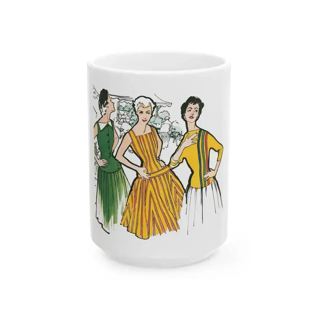 Fashion Illustration from Woman's Own magazine, 1955 (3) - White Coffee Mug 15oz - Go Mug Yourself