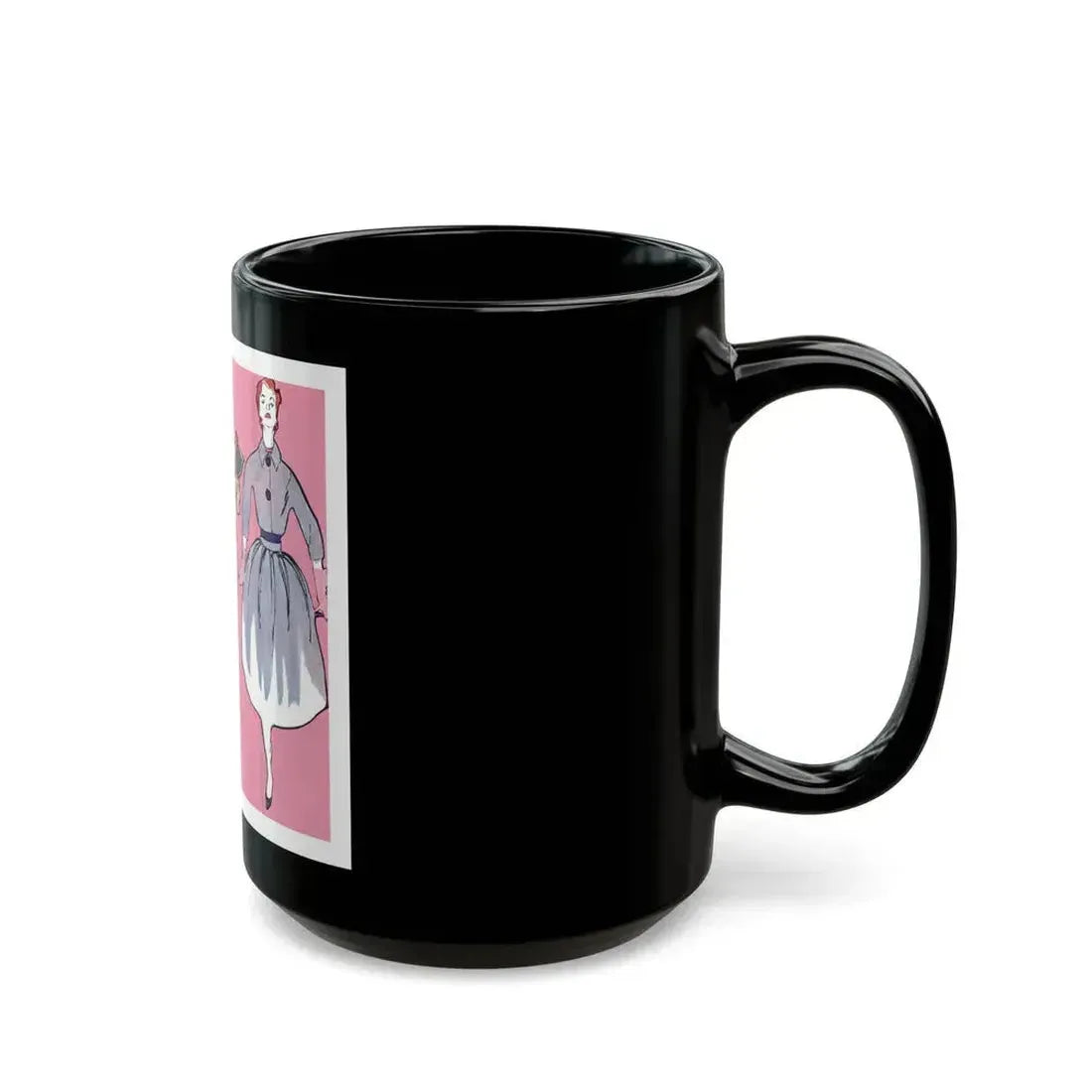 Fashion Illustration from Woman's Own magazine, 1957 - Black Coffee Mug - Go Mug Yourself