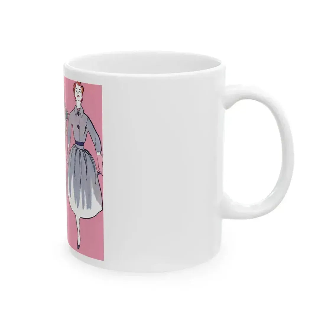 Fashion Illustration from Woman's Own magazine, 1957 - White Coffee Mug - Go Mug Yourself