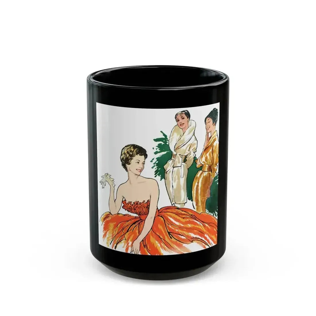 Fashion Illustration from Woman's Own magazine, 1959 (2) - Black Coffee Mug 15oz - Go Mug Yourself