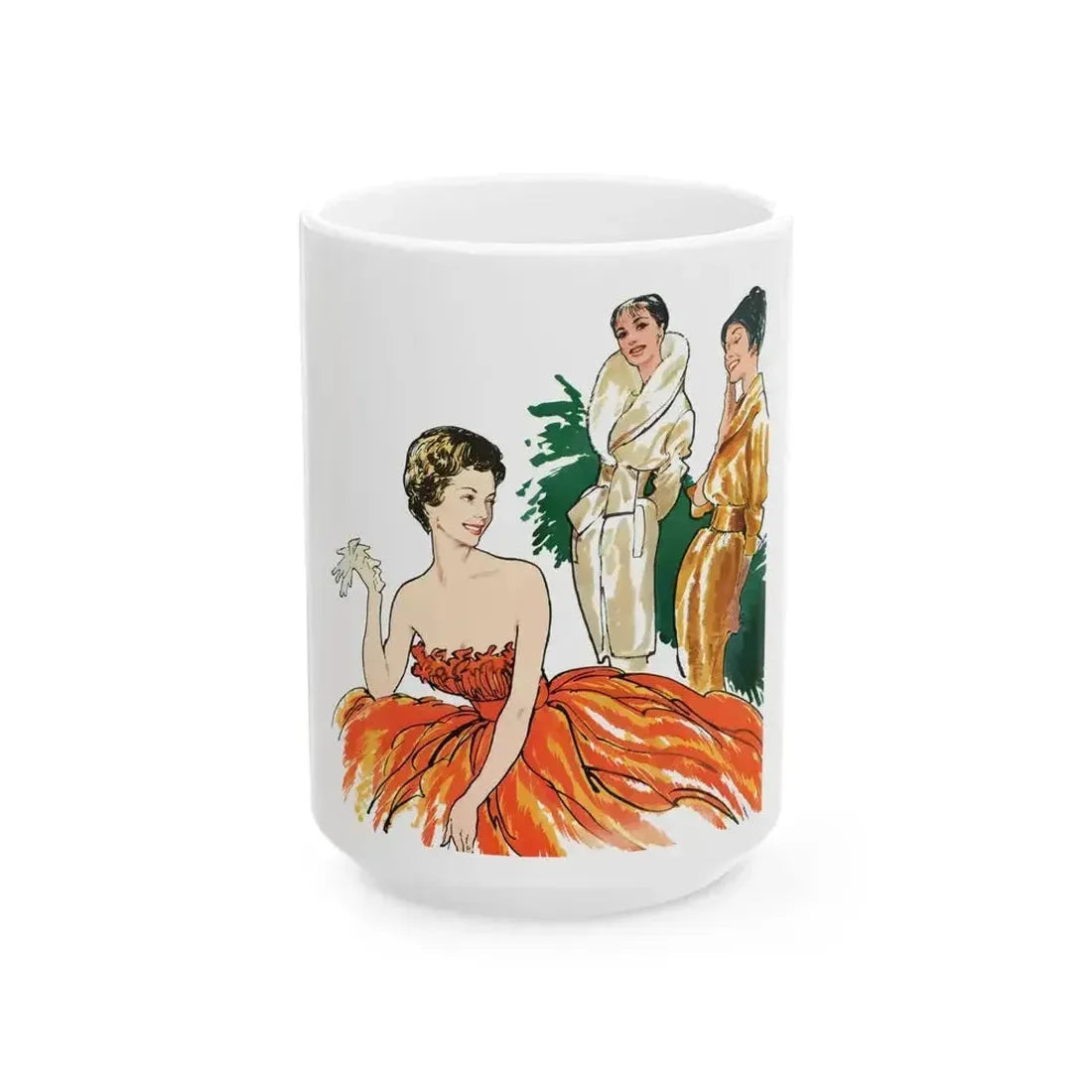 Fashion Illustration from Woman's Own magazine, 1959 (2) - White Coffee Mug 15oz - Go Mug Yourself
