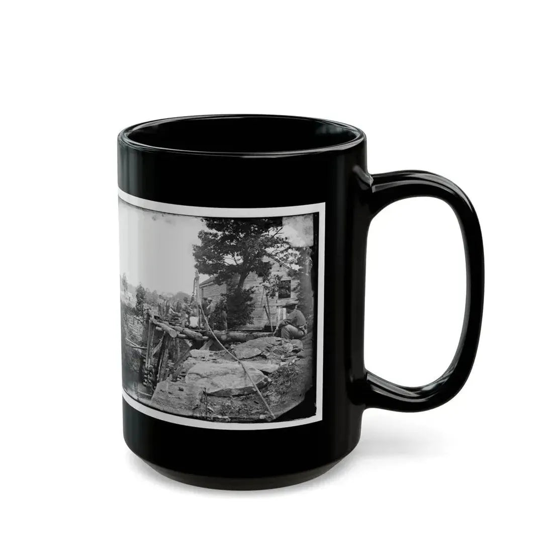 Fauquier Sulphur Springs, Va., Vicinity. Troops Building Bridges Across The North Fork Of The Rappahannock (U.S. Civil War) Black Coffee Mug - Go Mug Yourself
