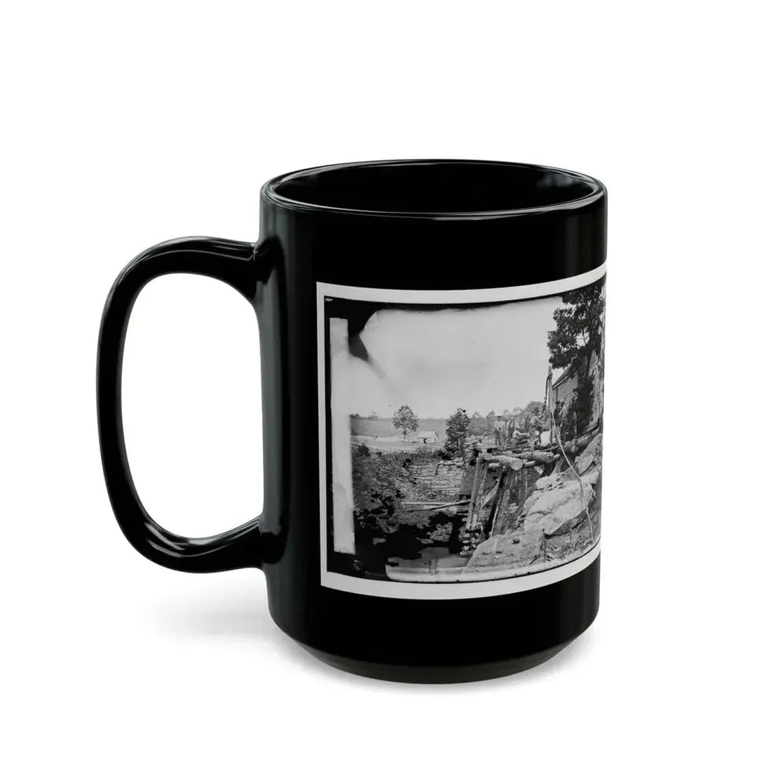 Fauquier Sulphur Springs, Va., Vicinity. Troops Building Bridges Across The North Fork Of The Rappahannock (U.S. Civil War) Black Coffee Mug - Go Mug Yourself