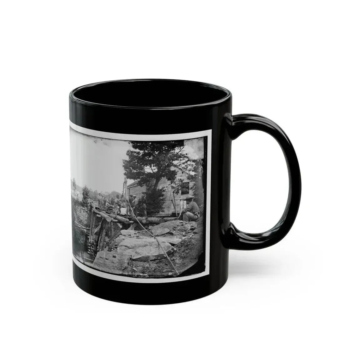Fauquier Sulphur Springs, Va., Vicinity. Troops Building Bridges Across The North Fork Of The Rappahannock (U.S. Civil War) Black Coffee Mug - Go Mug Yourself