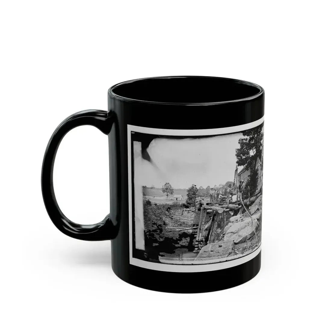 Fauquier Sulphur Springs, Va., Vicinity. Troops Building Bridges Across The North Fork Of The Rappahannock (U.S. Civil War) Black Coffee Mug - Go Mug Yourself