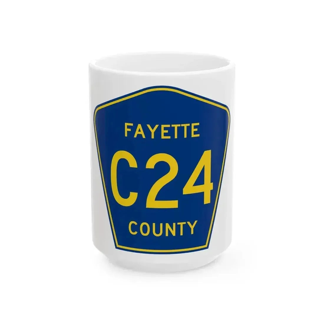 Fayette County Route C24 IA (Iowa) (Road Sign) White Coffee Mug 15oz - Go Mug Yourself