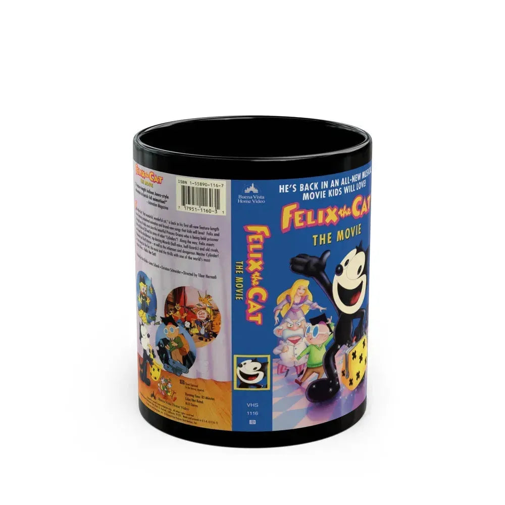 FELIX THE CAT THE MOVIE (VHS COVER) - Black Coffee Mug 11oz - Go Mug Yourself