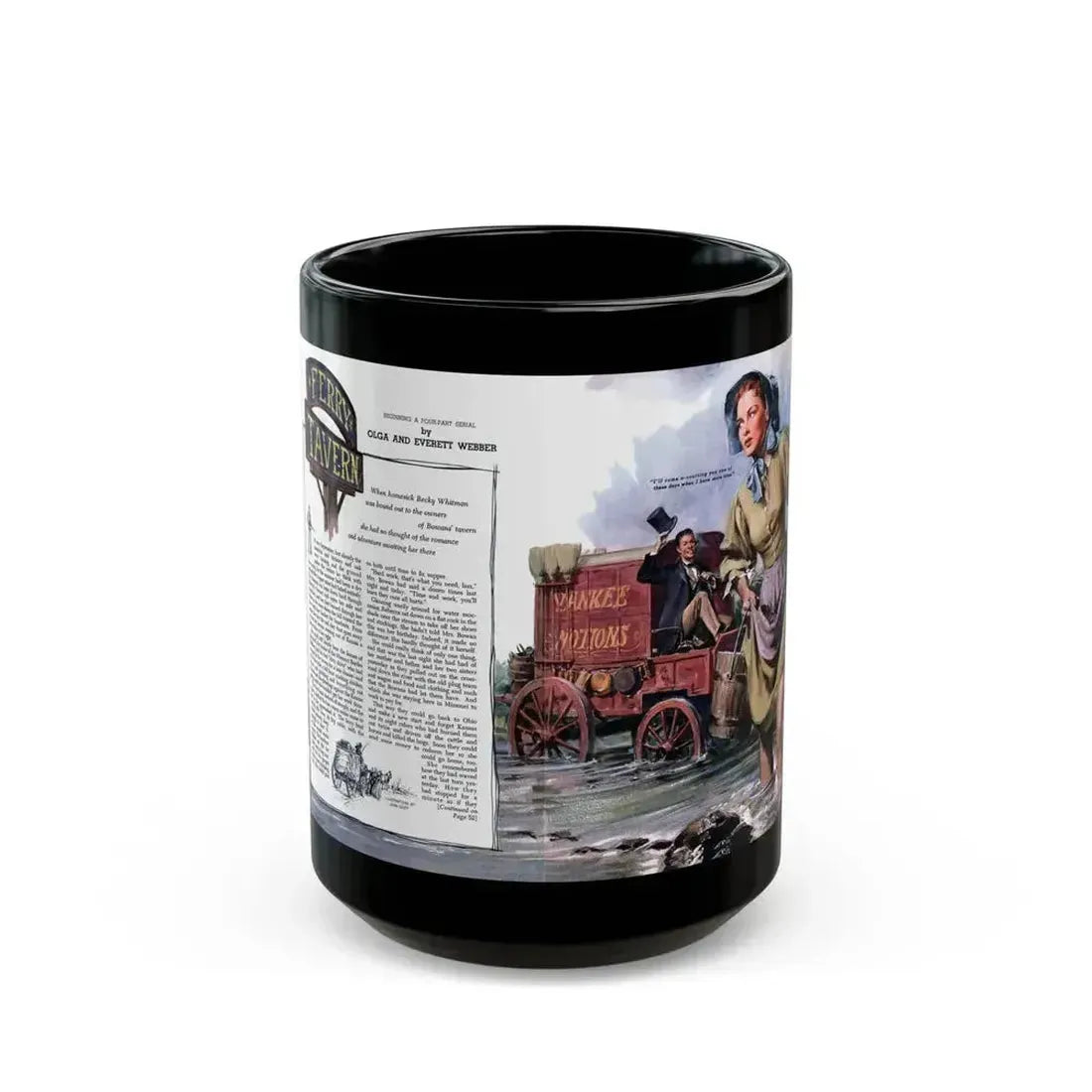 Ferry Tavern, part one, Woman's Day, June 1947 - Black Coffee Mug 15oz - Go Mug Yourself