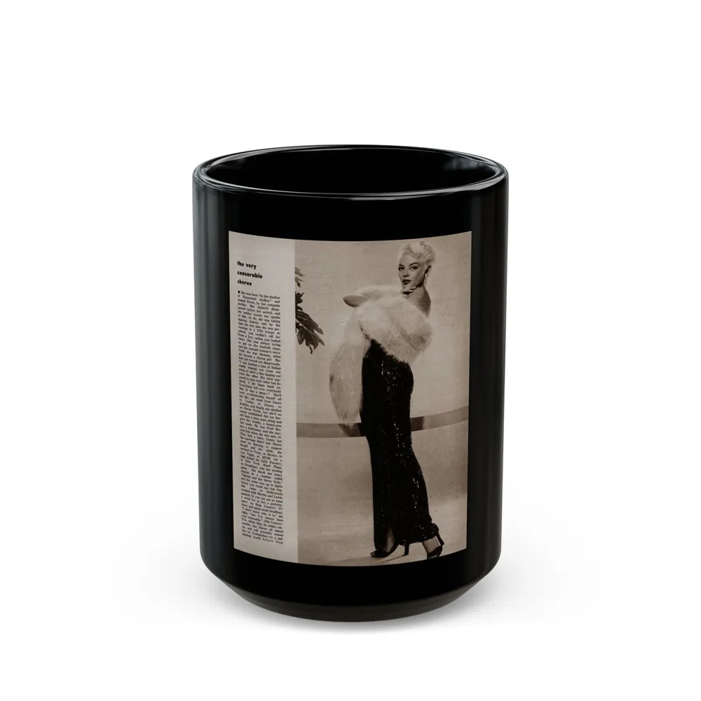 Sheree North #343 - 1 8x10 Page of B&W Glamour Photo with, Short Article from Movie Star Magazine Circa 1950's1 (Vintage Female Icon) Black Coffee Mug-15oz-Go Mug Yourself