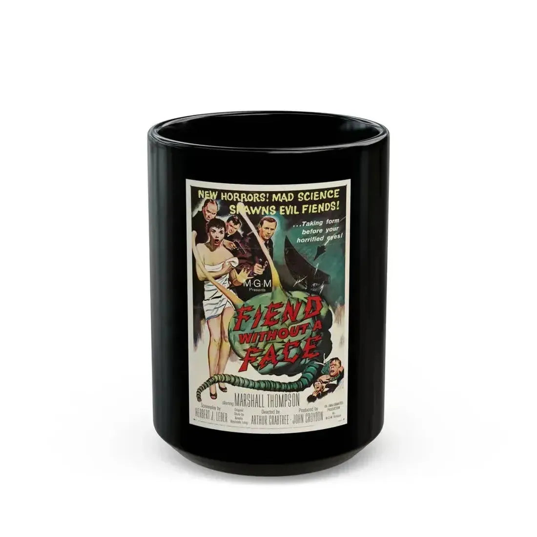 FIEND WITHOUT A FACE 1958 Movie Poster - Black Coffee Mug 15oz - Go Mug Yourself