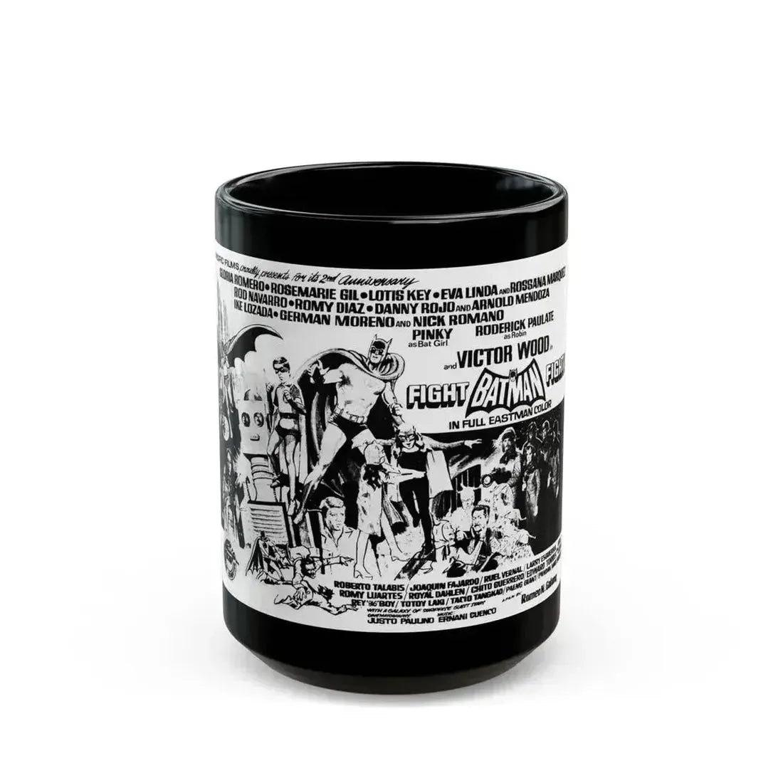 FIGHT BATMAN FIGHT (2) 1973 Movie Poster - Black Coffee Mug 15oz - Go Mug Yourself