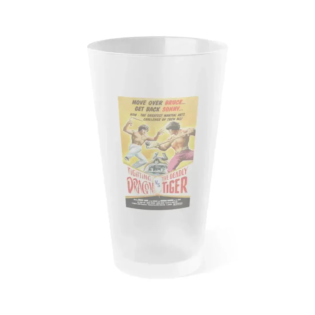 FIGHTING DRAGON VS DEADLY TIGER 1974 Movie Poster - Frosted Pint Glass 16oz 16oz Frosted - Go Mug Yourself
