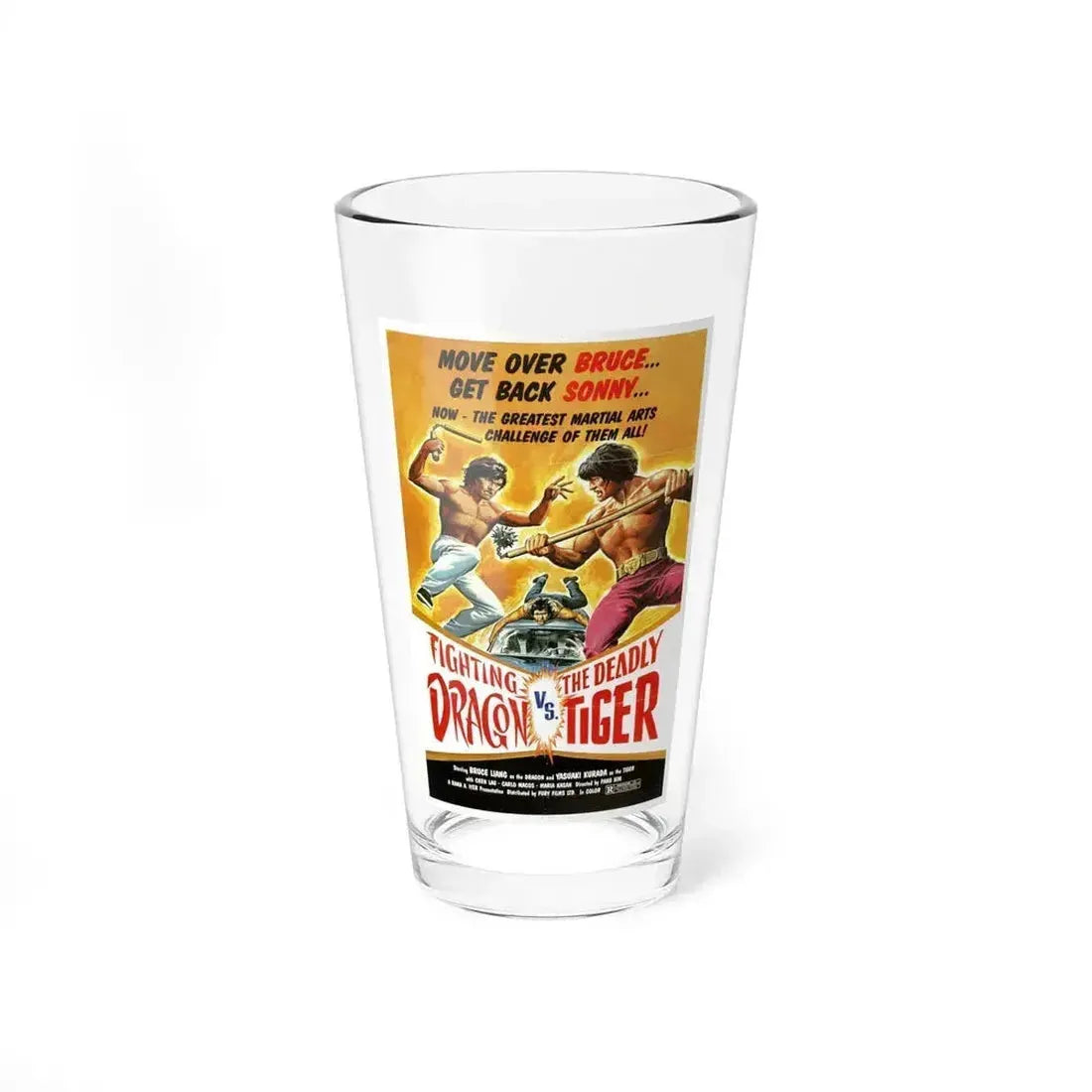 FIGHTING DRAGON VS DEADLY TIGER 1974 Movie Poster - Pint Glass 16oz 16oz - Go Mug Yourself