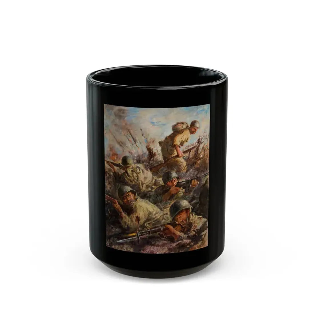 Fire Fight, story illustration - Black Coffee Mug 15oz - Go Mug Yourself