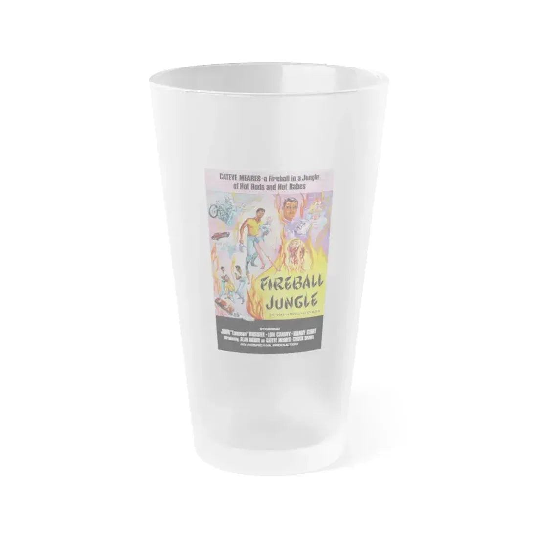 FIREBALL JUNGLE 1969 Movie Poster - Frosted Pint Glass 16oz 16oz Frosted - Go Mug Yourself