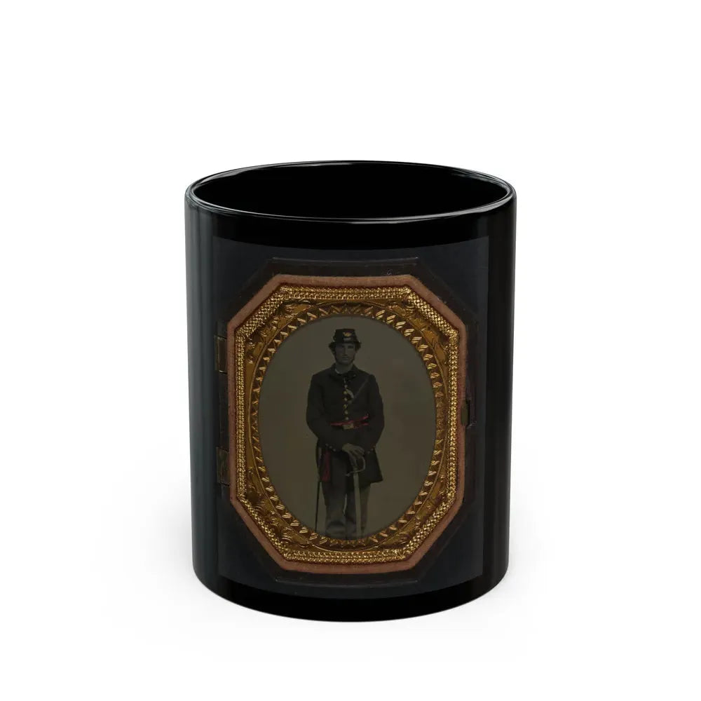 First Lieutenant Jacob A. Field Of Company K, 12th Maine Infantry Regiment In Uniform And Red Officer's Sash With Sword (U.S. Civil War) Black Coffee Mug 11oz - Go Mug Yourself