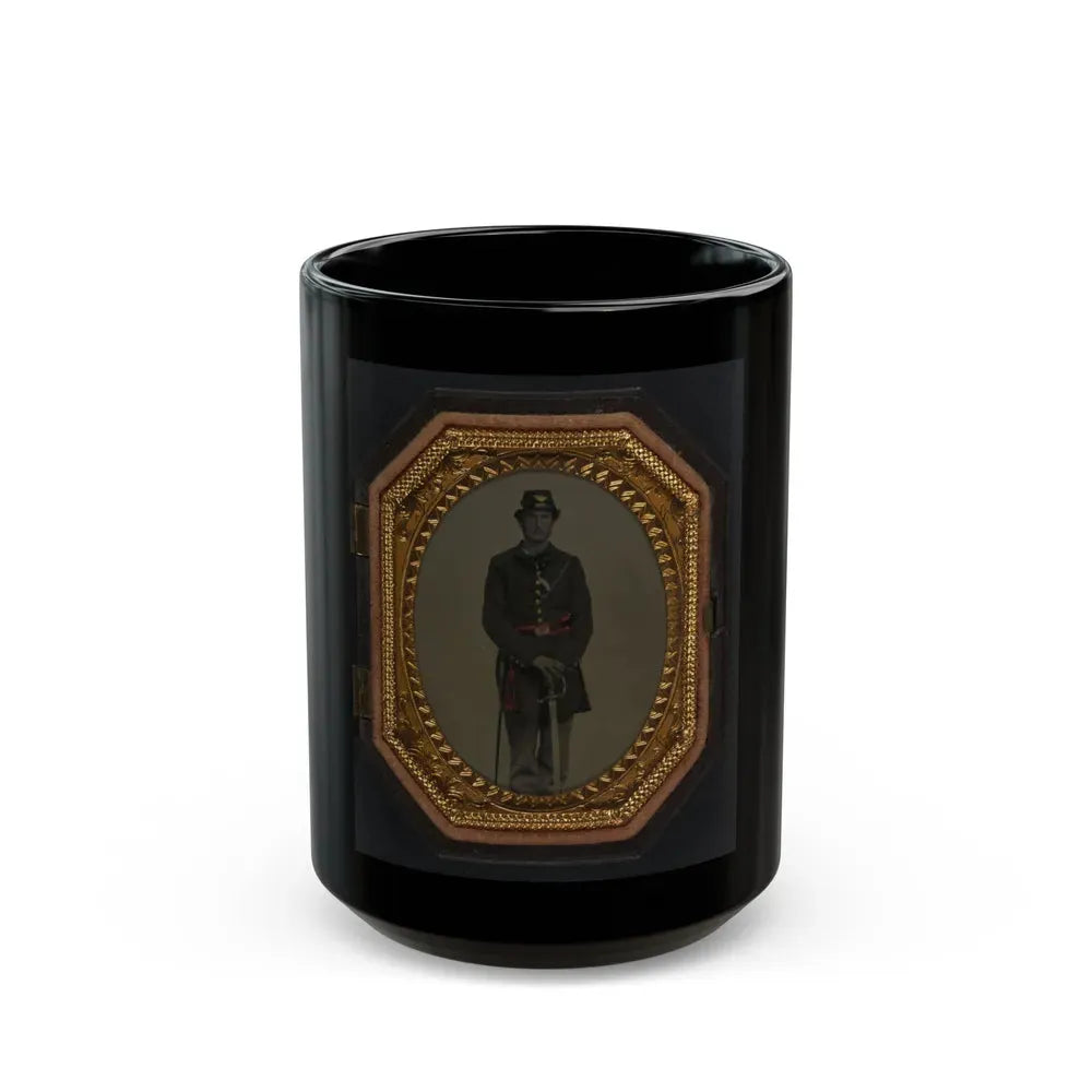 First Lieutenant Jacob A. Field Of Company K, 12th Maine Infantry Regiment In Uniform And Red Officer's Sash With Sword (U.S. Civil War) Black Coffee Mug 15oz - Go Mug Yourself