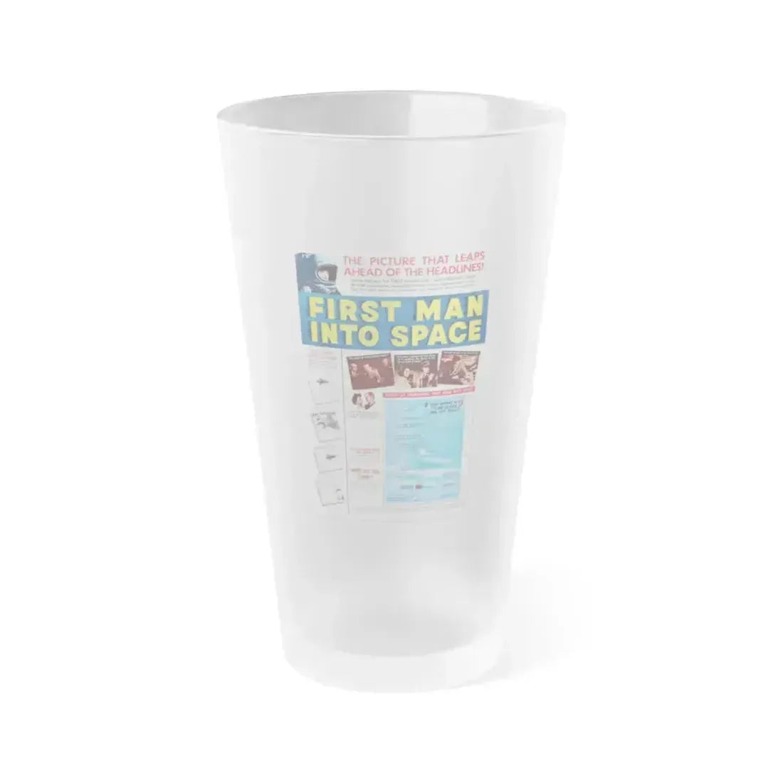 FIRST MAN INTO SPACE (TEASER) 1959 Movie Poster - Frosted Pint Glass 16oz 16oz Frosted - Go Mug Yourself