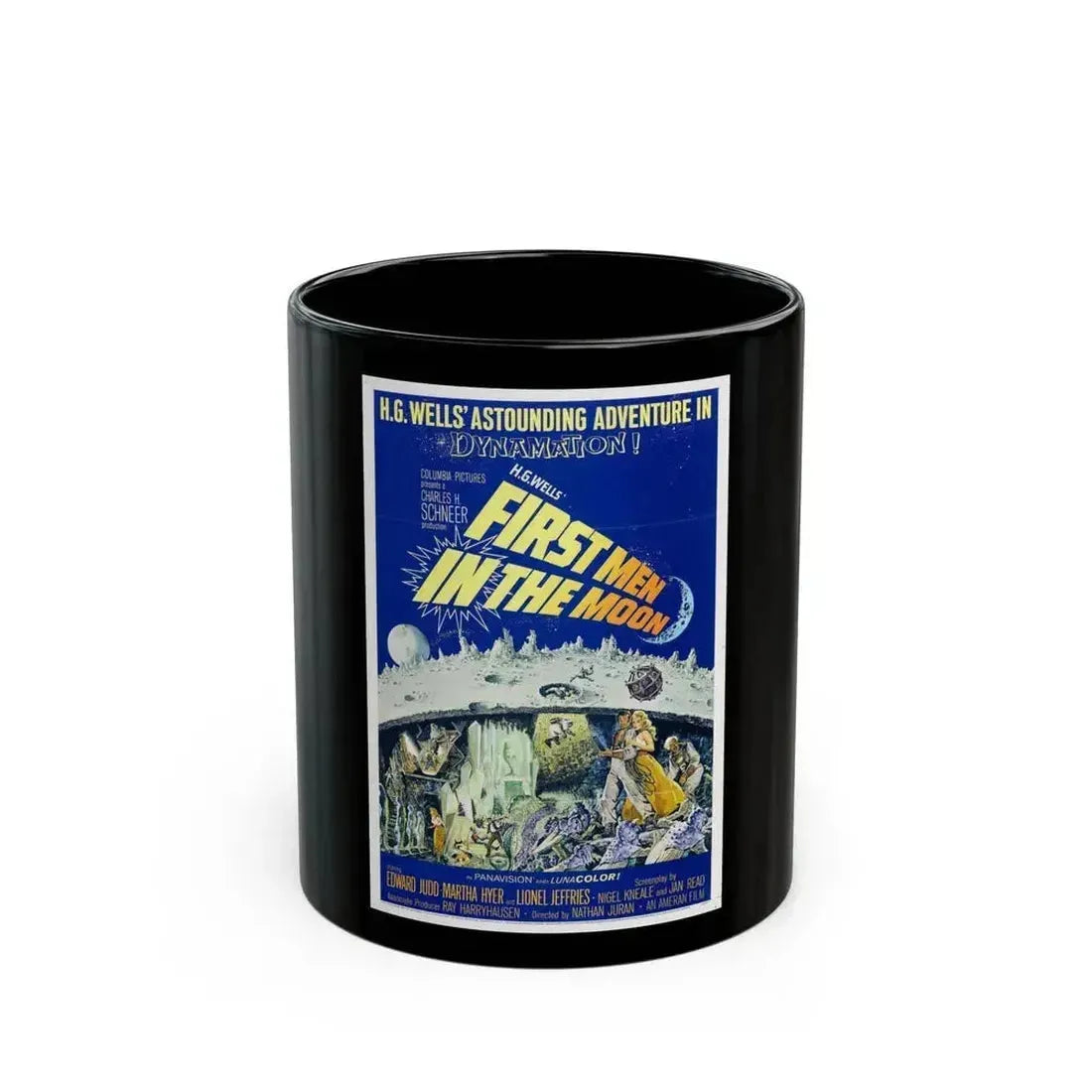 FIRST MEN IN THE MOON 1964 Movie Poster - Black Coffee Mug 11oz - Go Mug Yourself