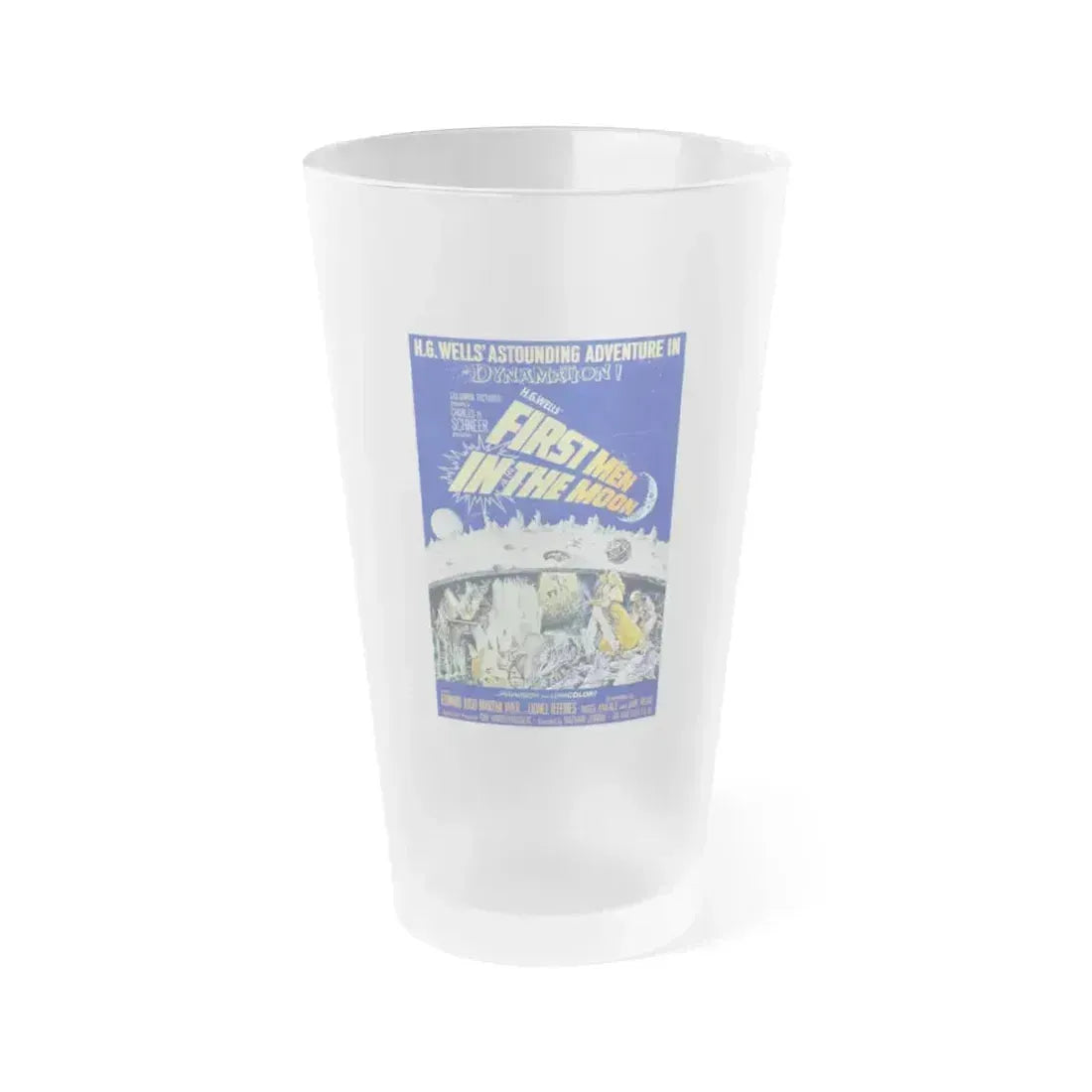 FIRST MEN IN THE MOON 1964 Movie Poster - Frosted Pint Glass 16oz 16oz Frosted - Go Mug Yourself