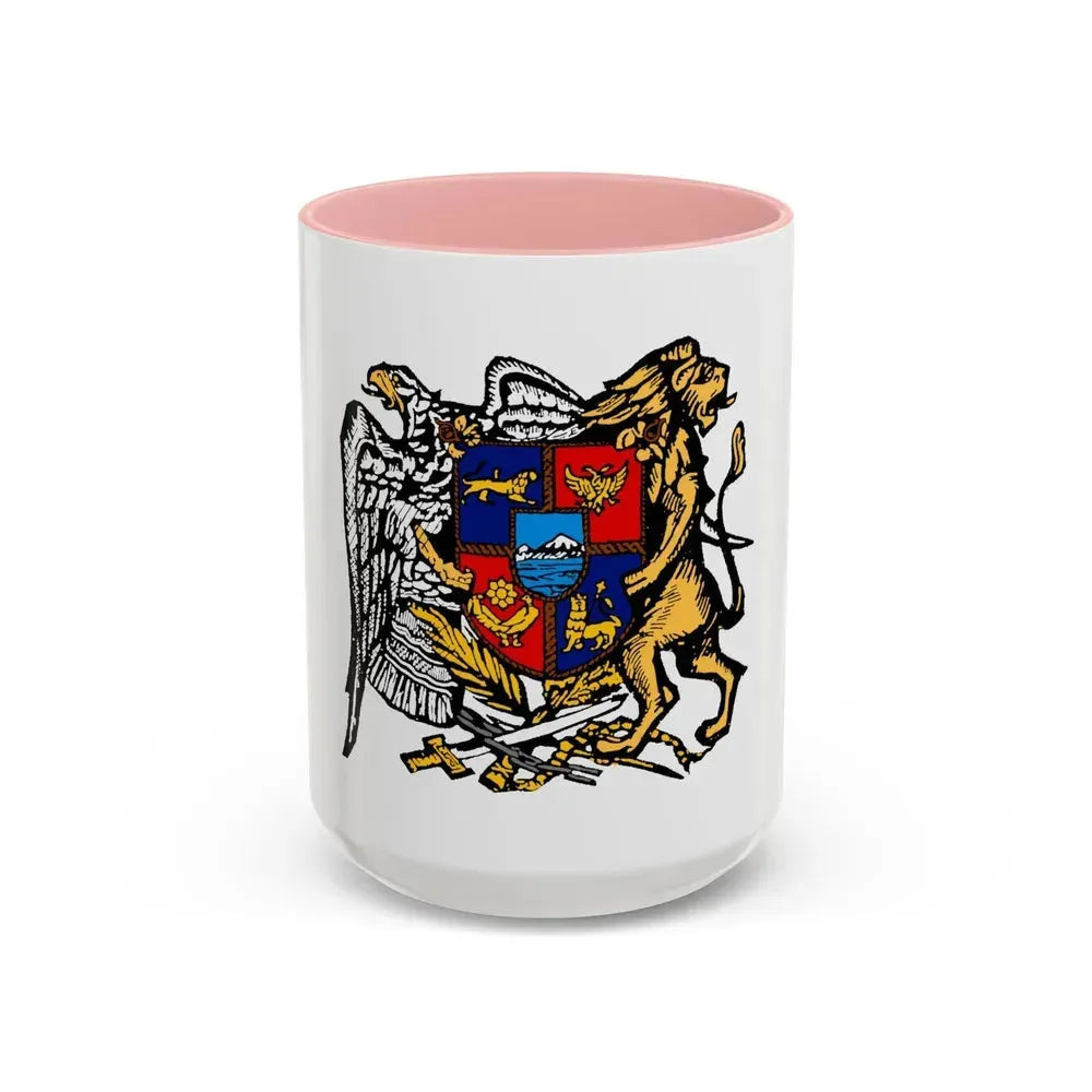 First Republic of Armenia Emblem - Accent Coffee Mug 15oz Pink - Go Mug Yourself