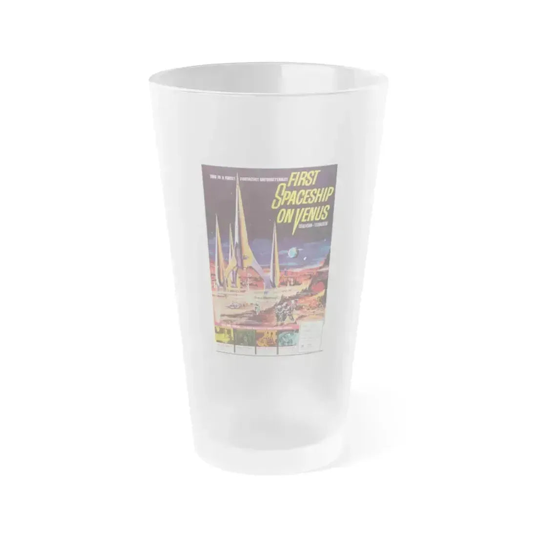 FIRST SPACESHIP ON VENUS 1960 Movie Poster - Frosted Pint Glass 16oz 16oz Frosted - Go Mug Yourself